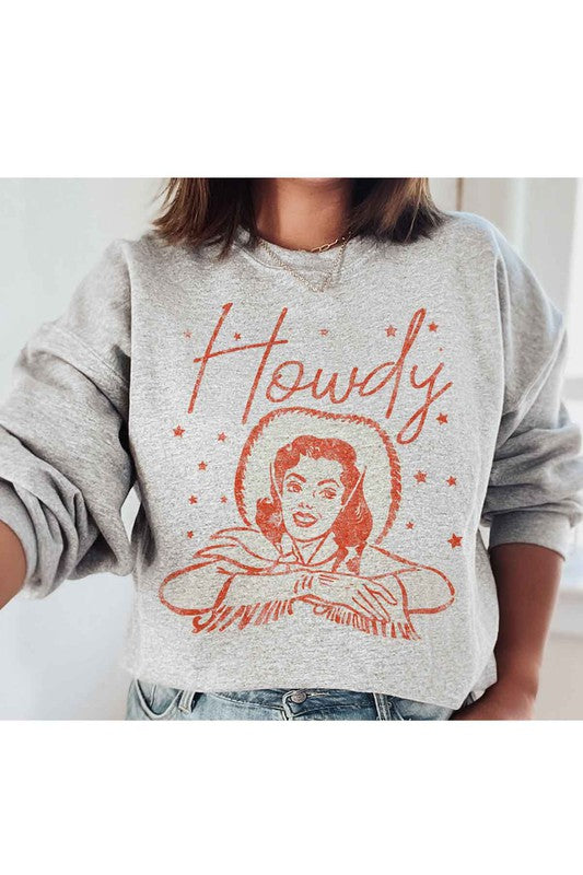 HOWDY COWGIRL GRAPHIC PLUS SIZE SWEATSHIRT