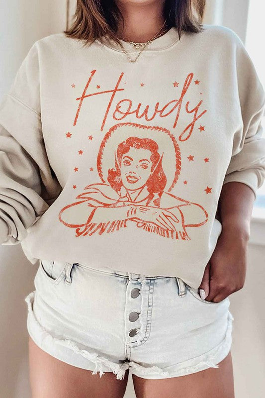 HOWDY COWGIRL GRAPHIC PLUS SIZE SWEATSHIRT