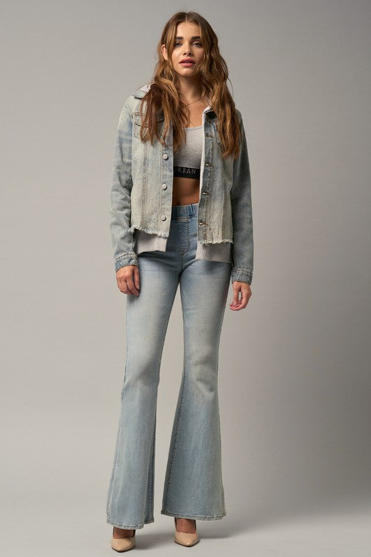 WIDE ELASTIC FLARE JEANS