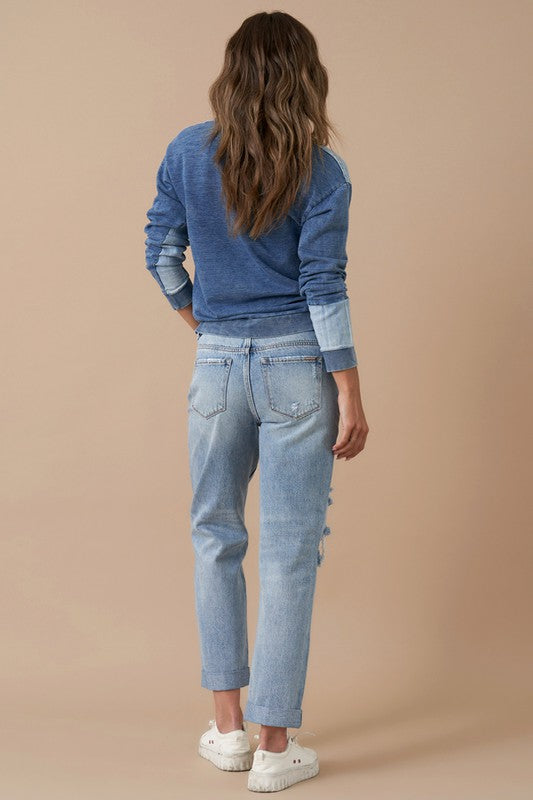 ROLLED UP BOYFRIEND JEANS