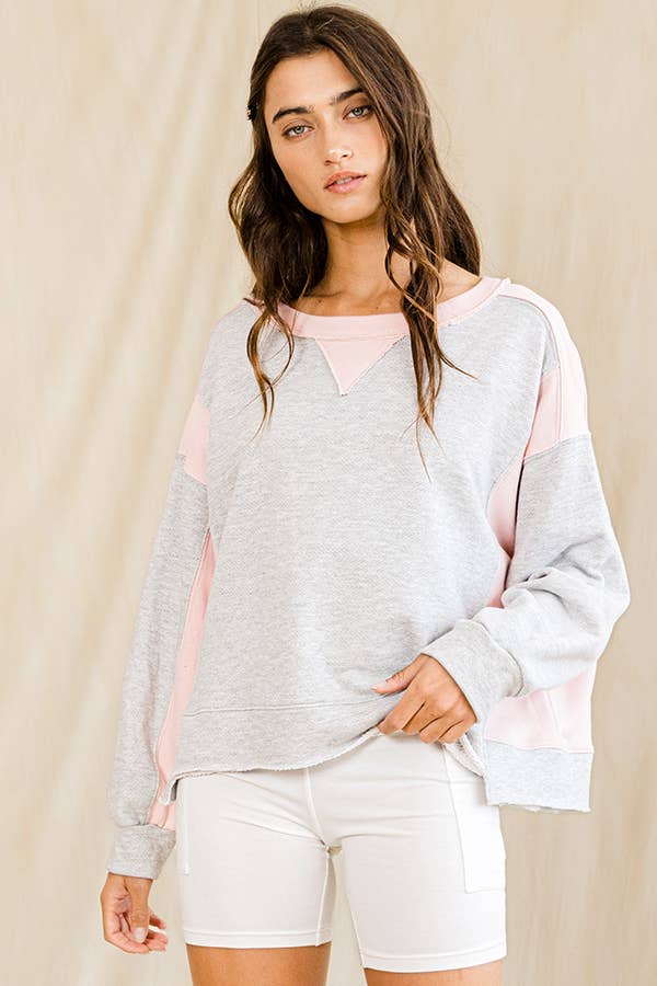 T2196 Contrast Color-block Sweatshirt