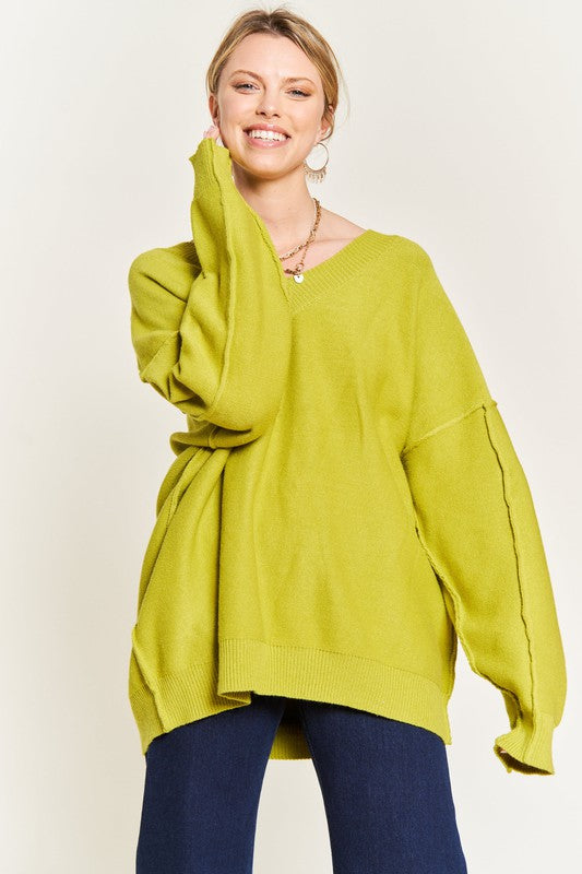 V-NECK OVERSIZED SWEATER PLUS JJK5013P