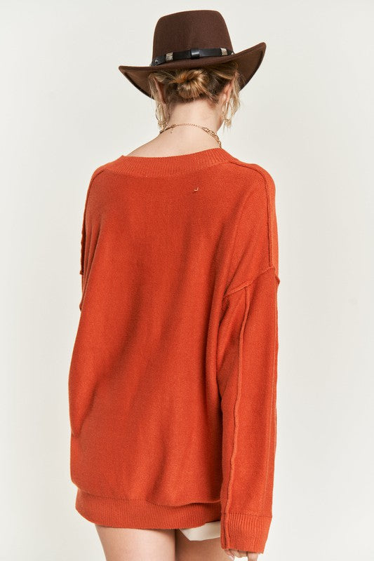 V-NECK OVERSIZED SWEATER PLUS JJK5013P