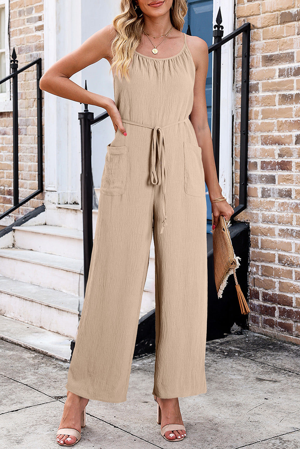 Scoop Neck Spaghetti Strap Jumpsuit