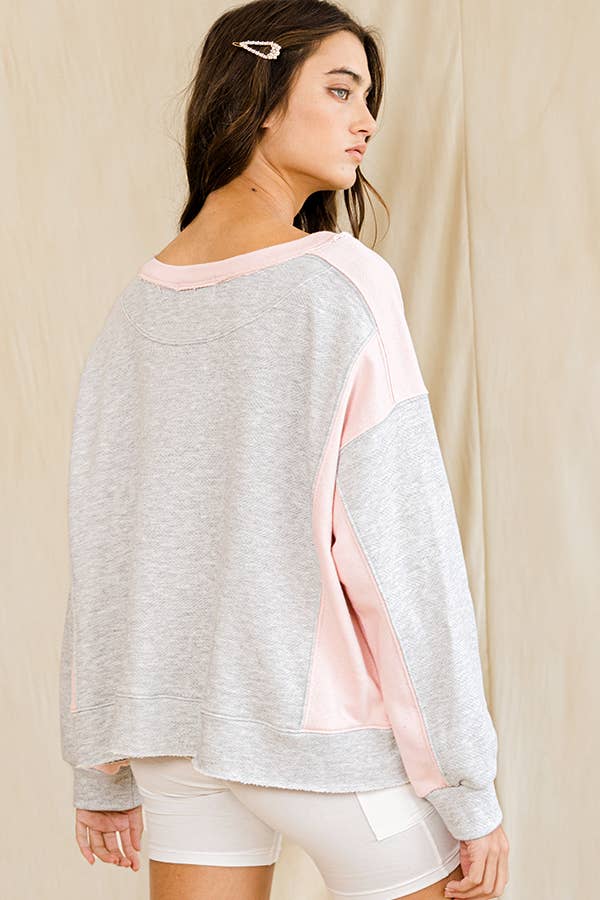 T2196 Contrast Color-block Sweatshirt