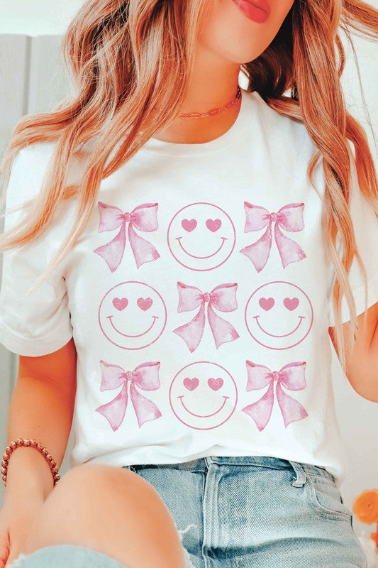 HAPPY FACES AND BOWS Graphic T-Shirt