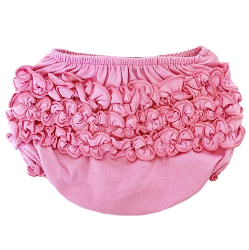 AnnLoren Baby Girls Rose Pink Knit Ruffled Butt Bloomers