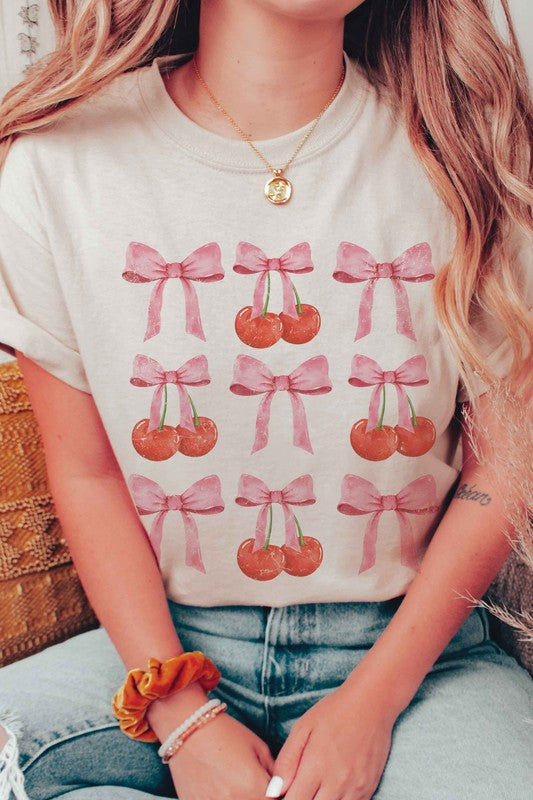 CHERRIES AND BOWS Graphic T-Shirt