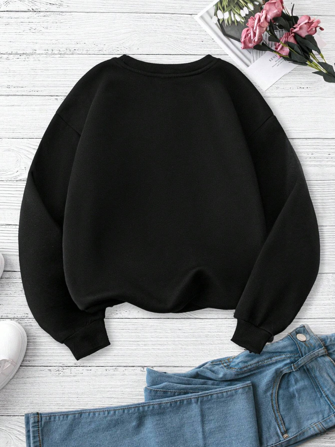 Lucky Clover Round Neck Dropped Shoulder Sweatshirt