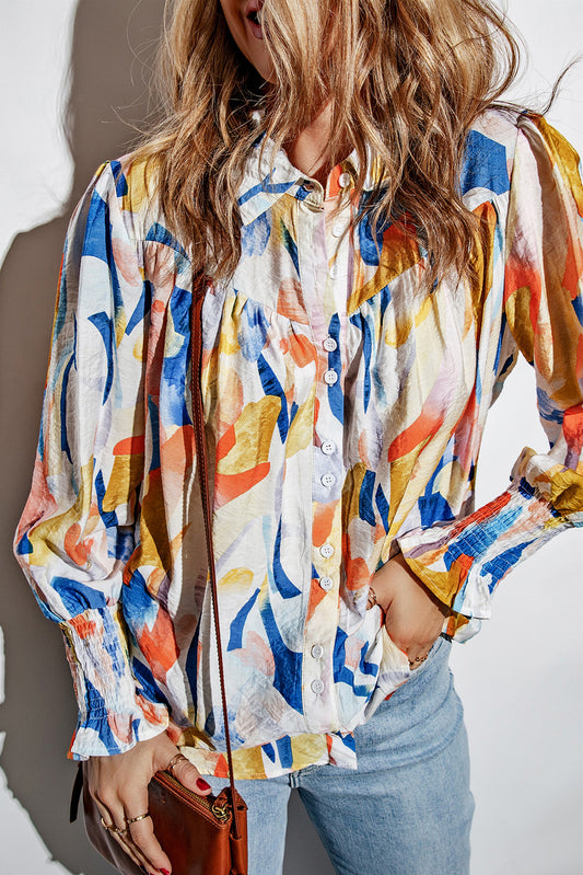 Contrast Button Up Long Sleeve Shirt