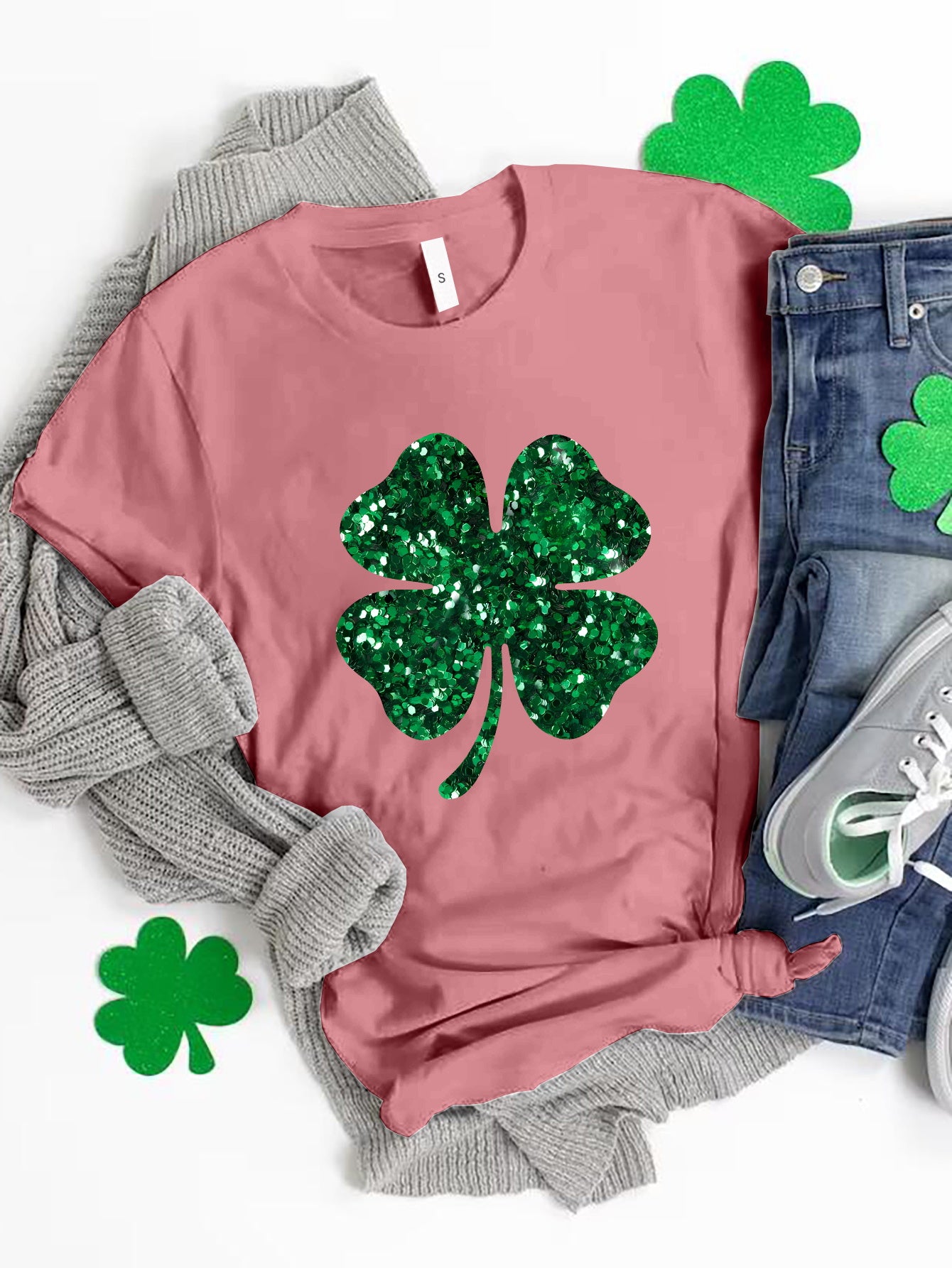 Lucky Clover Round Neck T-Shirt